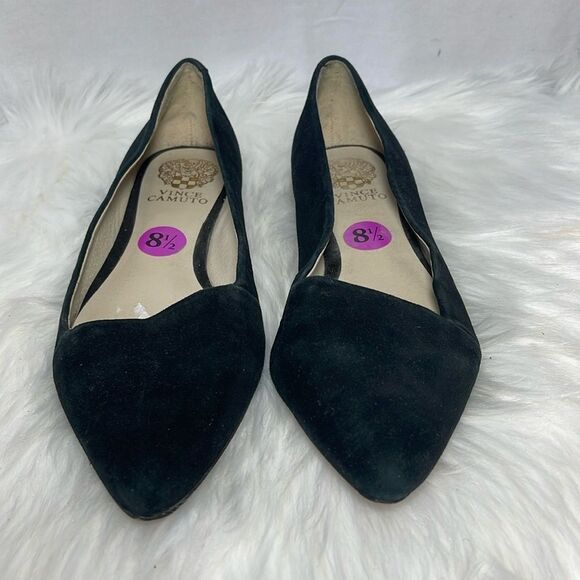 Vince Camuto Allera Black Suede Pointy Toe Flats Sz 8.5 - Picture 2 of 6